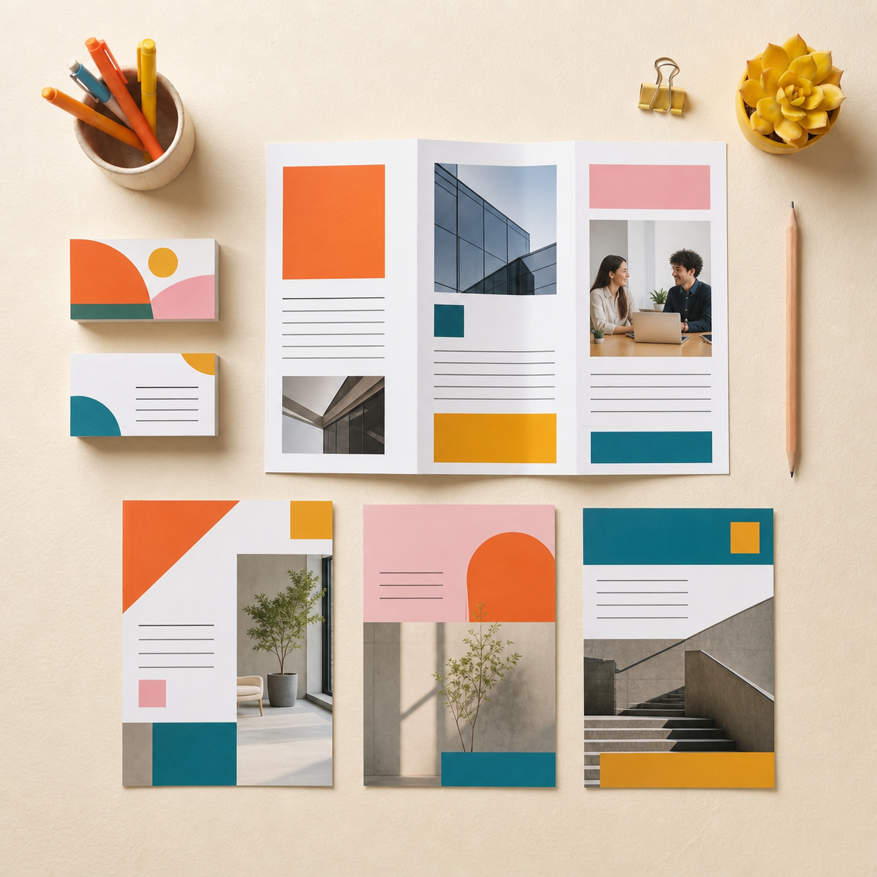 Sample of printed marketing and event design materials
